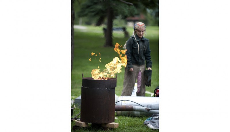 Waiting for the metal to melt.